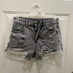 Black light washed Jean shorts.